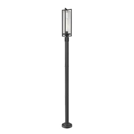 Z-Lite Aura 1 Light Outdoor Post Mounted Fixture, 9in. W x 99.5in. H, Black 5013PHBR-567P-BK